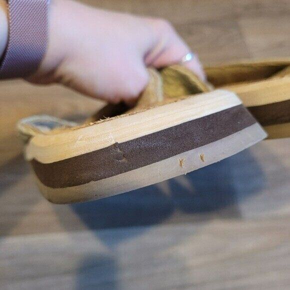 Vtg Y2K Skechers Woven Flip Flops Womena Size 8 Boho Beige Beachy Preppy - Picture 9 of 10